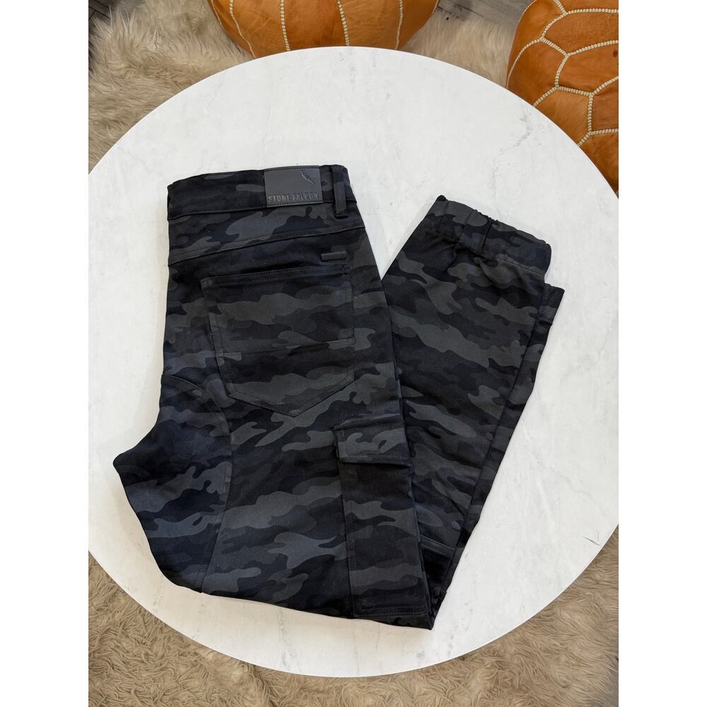 Stone Falcon Mens 36 Black Camo Cargo Pants Slim Fit Stretch Utility Tactical